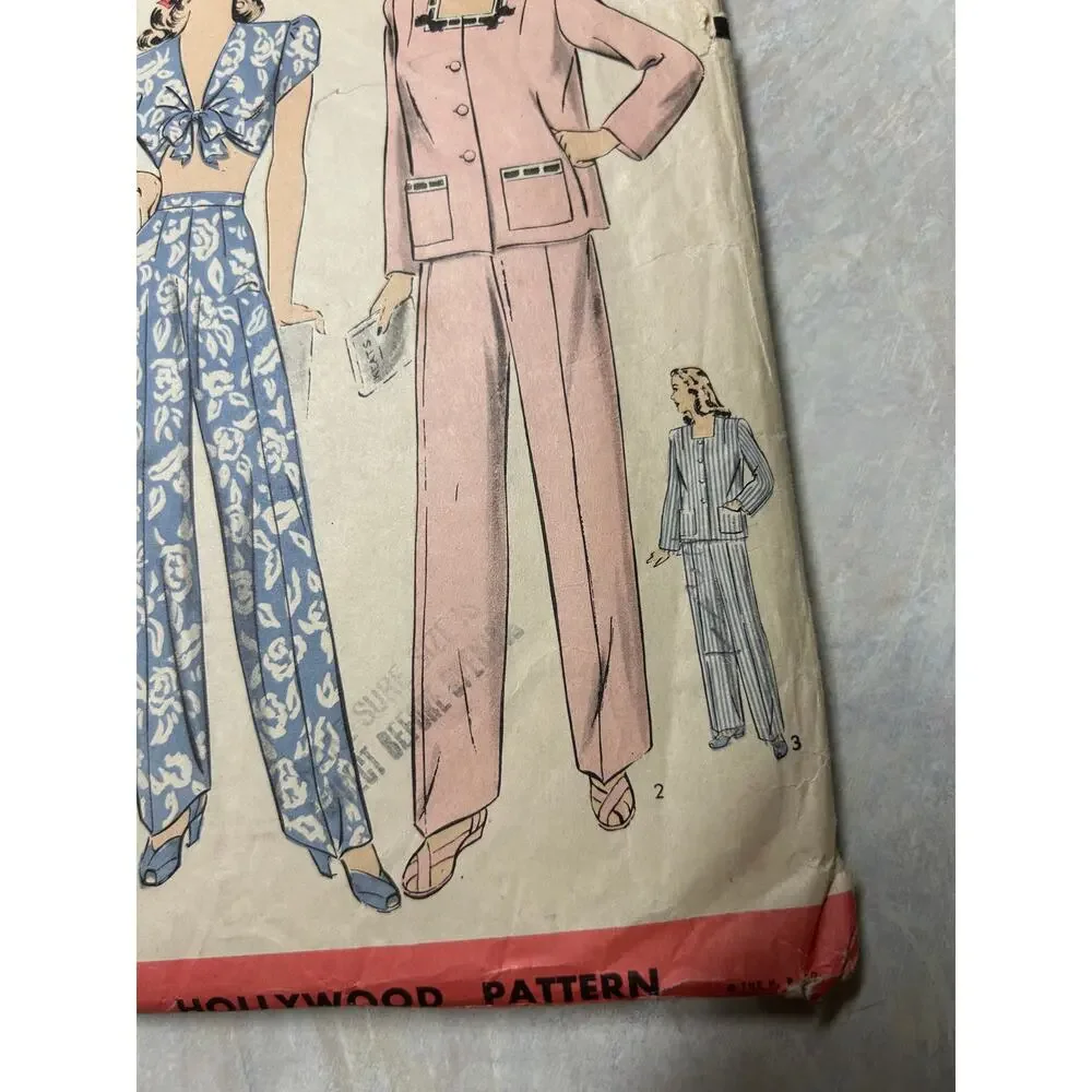 Vintage 1940's Hollywood Pattern #1389 Women's Beach Pajamas‎ Lounging Pants 42